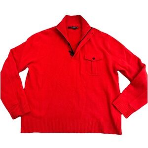 Vtg RLX Ralph Lauren Sweater Mens 2XL Red Lambswool Button Zip Mock Neck Golf